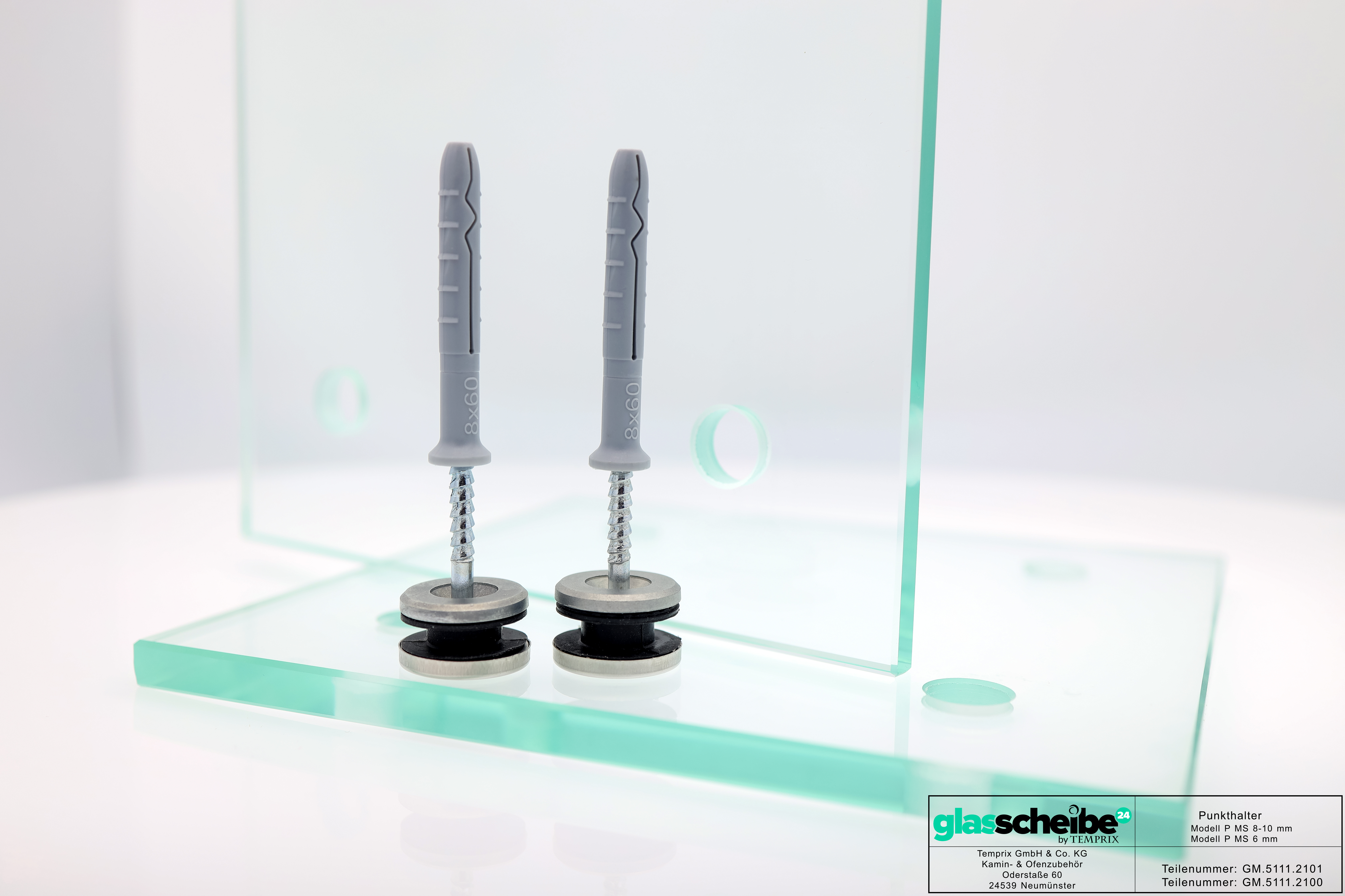 Wandhalter Punto für 6mm Glasplatten mit Wandabstand