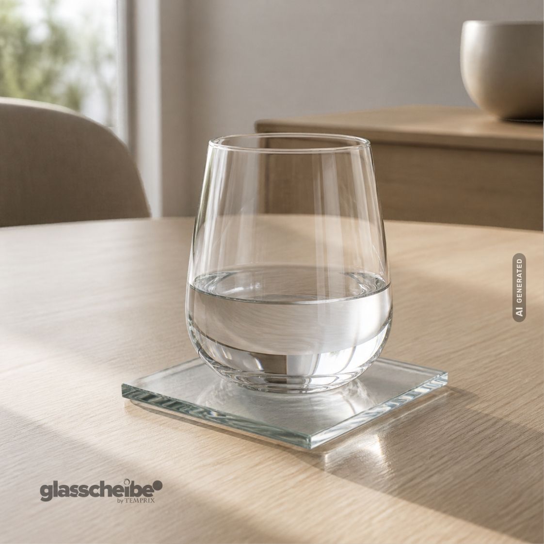 Glasuntersetzer aus Klarglas spitze Ecken 100 x 100mm