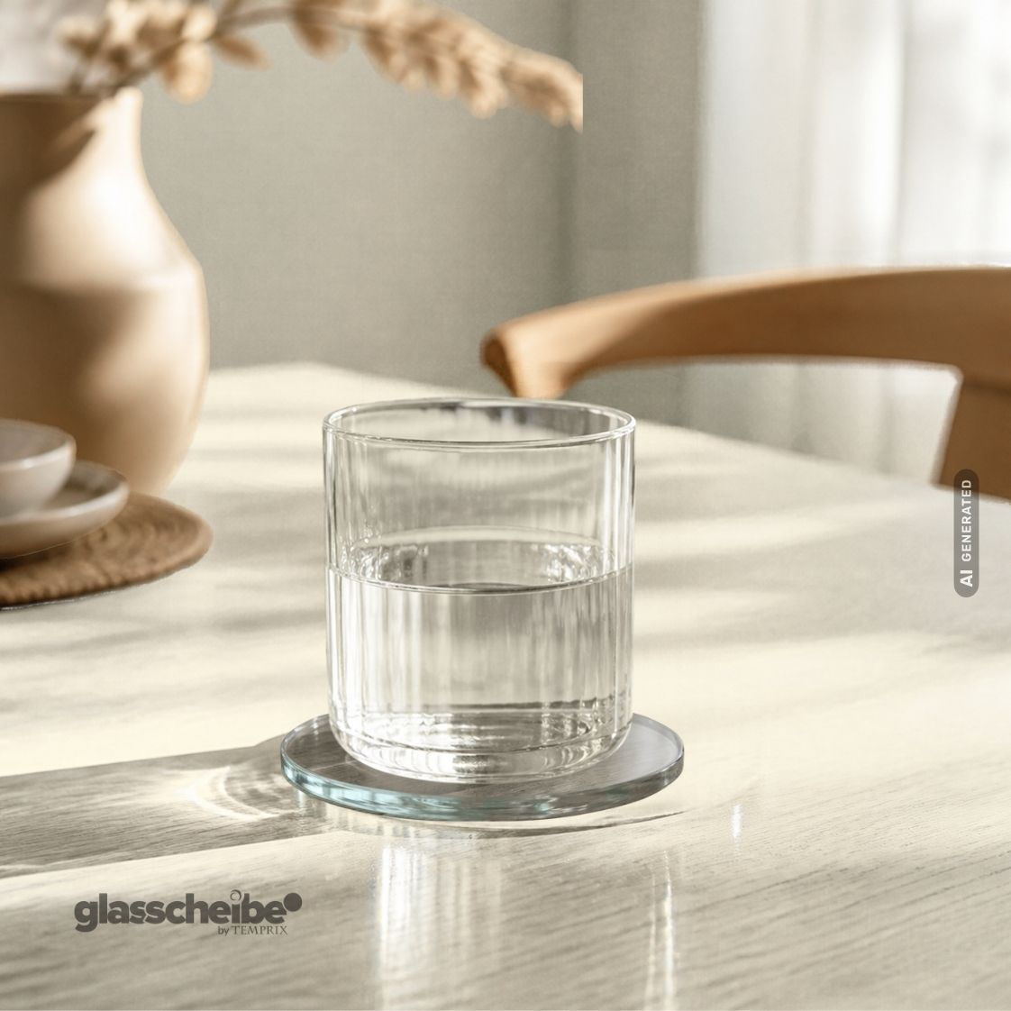 Runde Glasuntersetzer aus Grauglas Ø100mm