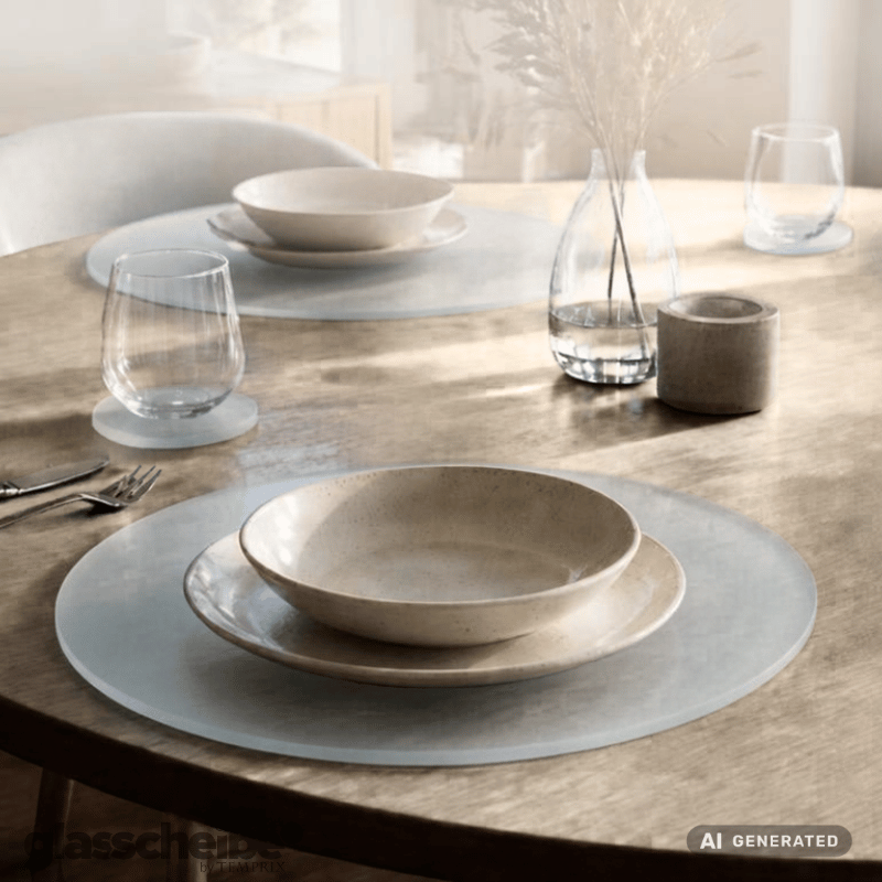 Tischsets rund aus satiniertem Glas - Ø330mm