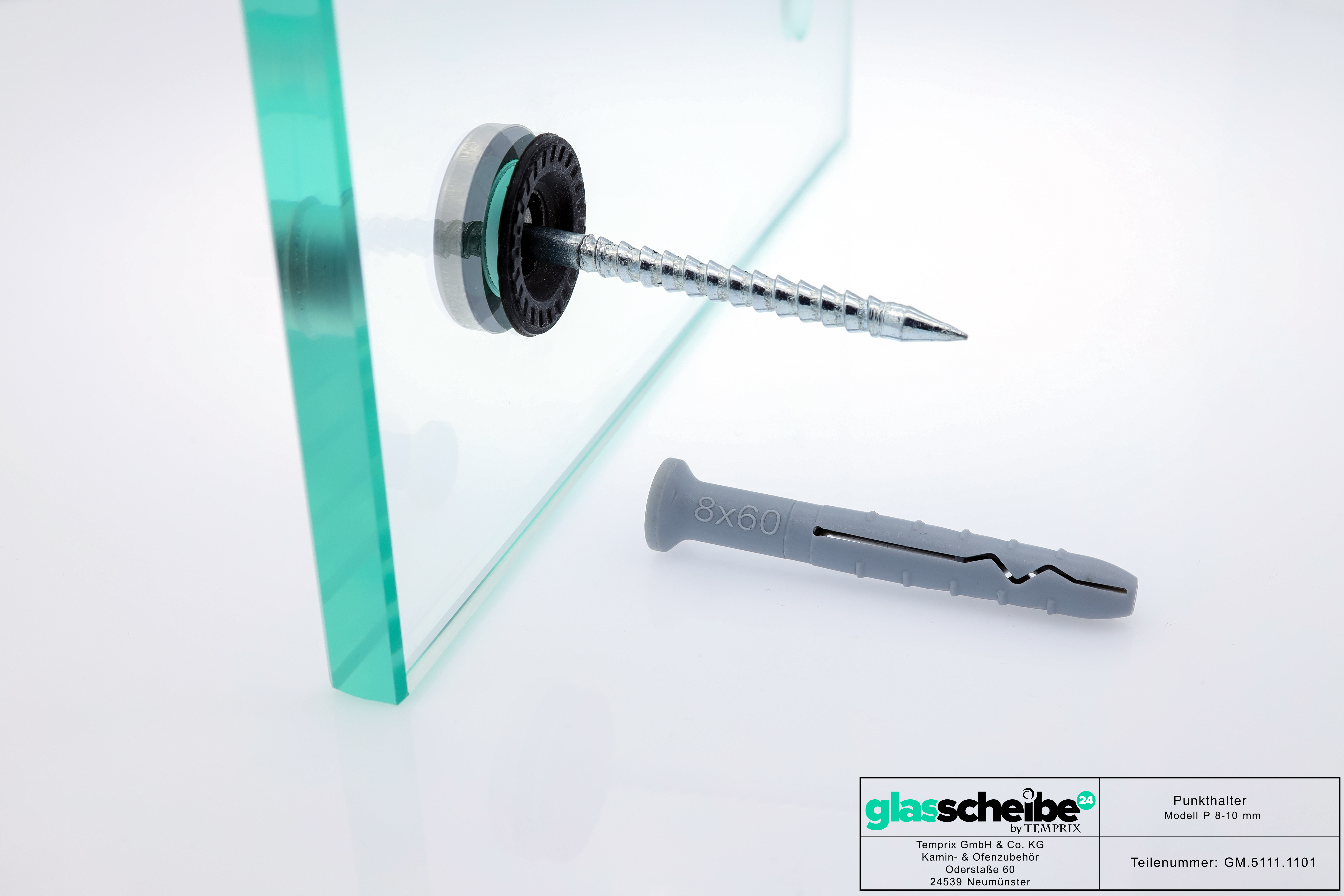 Wandhalter Punto für 8-10mm Glasplatten ohne Wandabstand