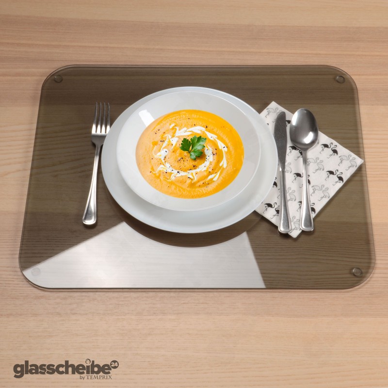 modernes tischset aus esg glas