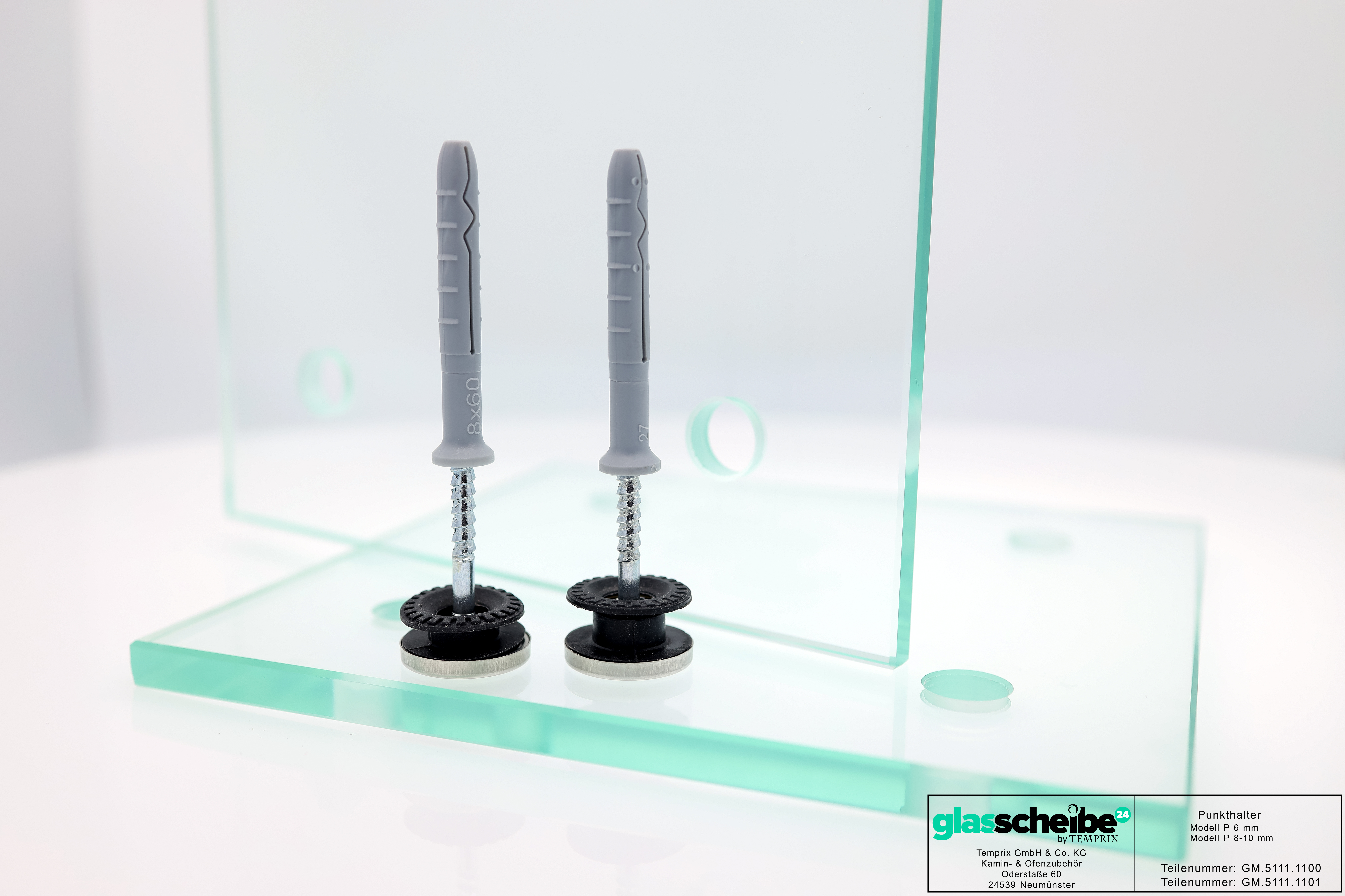 Wandhalter Punto für 6mm Glasplatten ohne Wandabstand