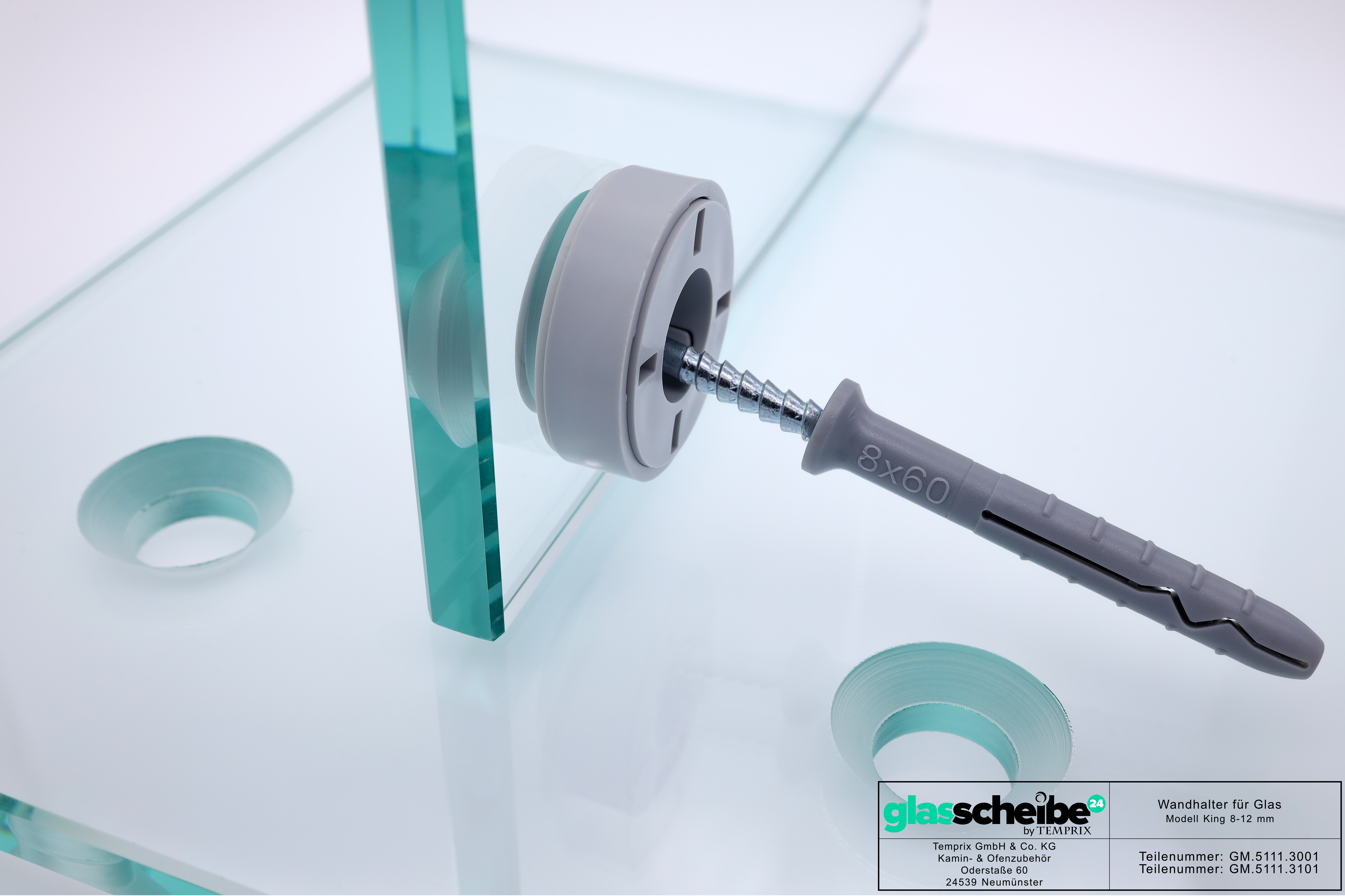 Wandhalter King für Glasscheiben 8-12mm