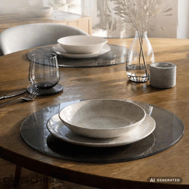 Tischsets rund aus Grauglas - Ø330mm