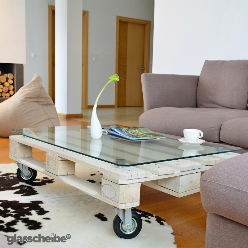 Palettentischglas 1200 x 800 x 6 mm - Transparent