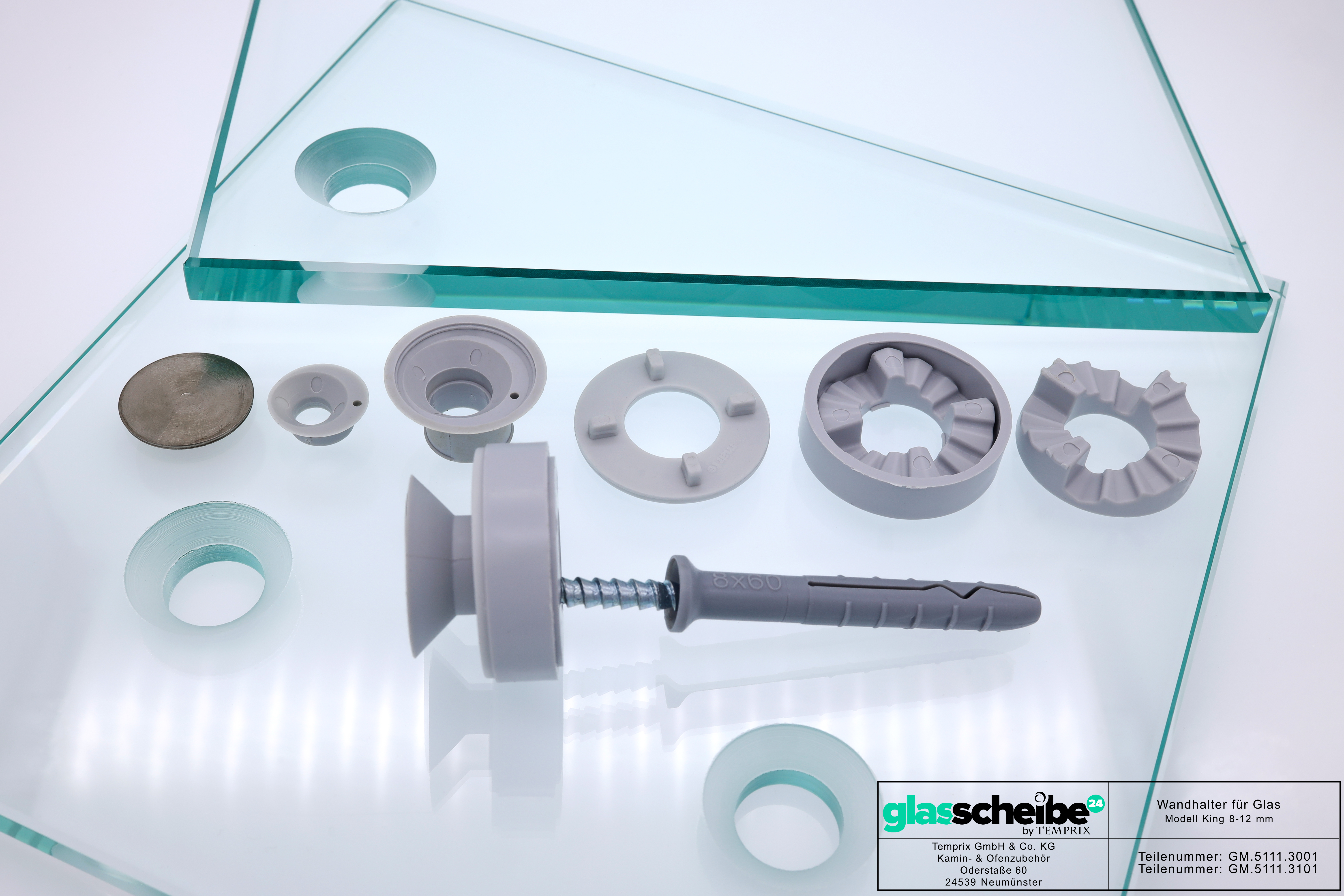Wandhalter King für Glasscheiben 8-12mm