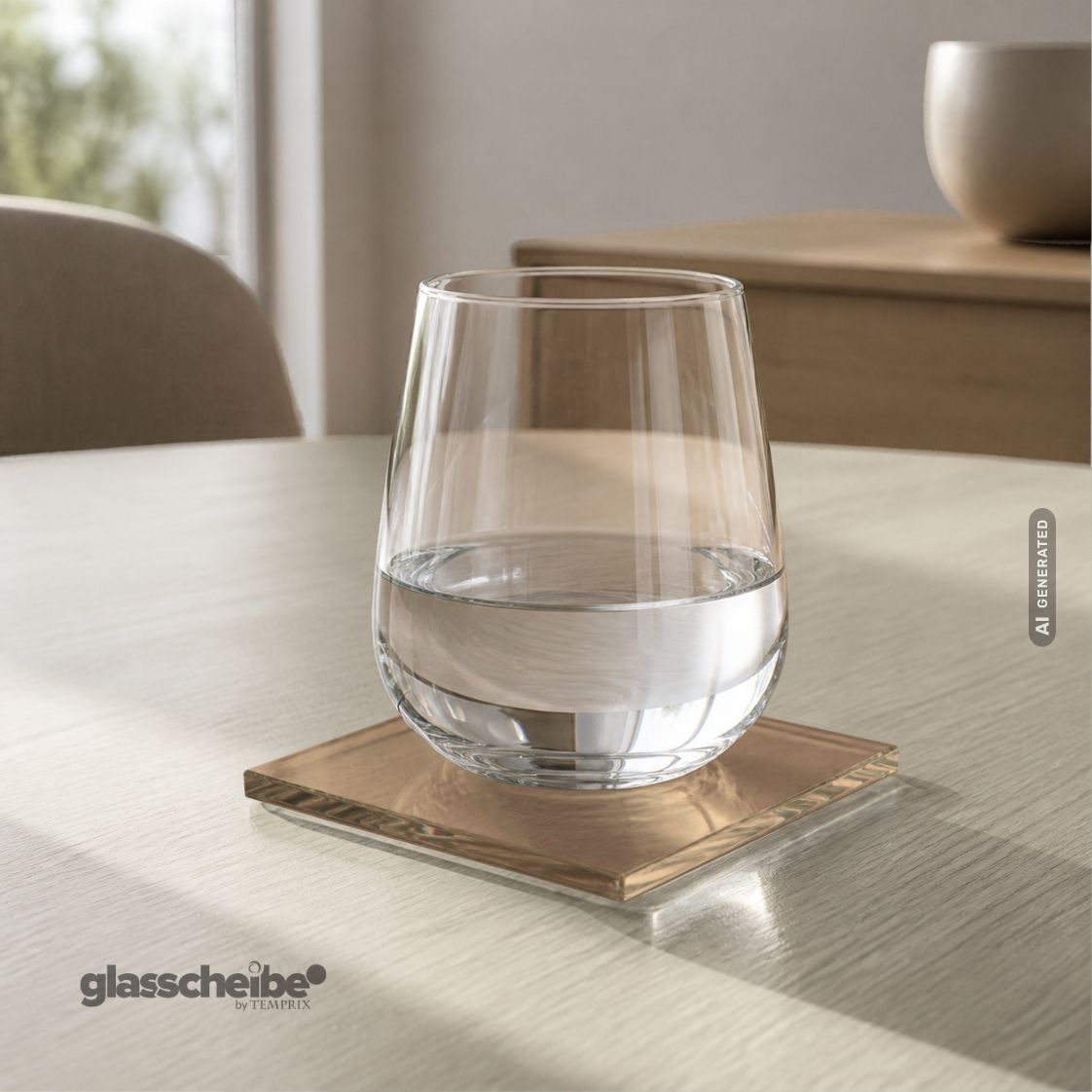 Glasuntersetzer aus Braunglas mit spitzen Ecken 100 x 100mm