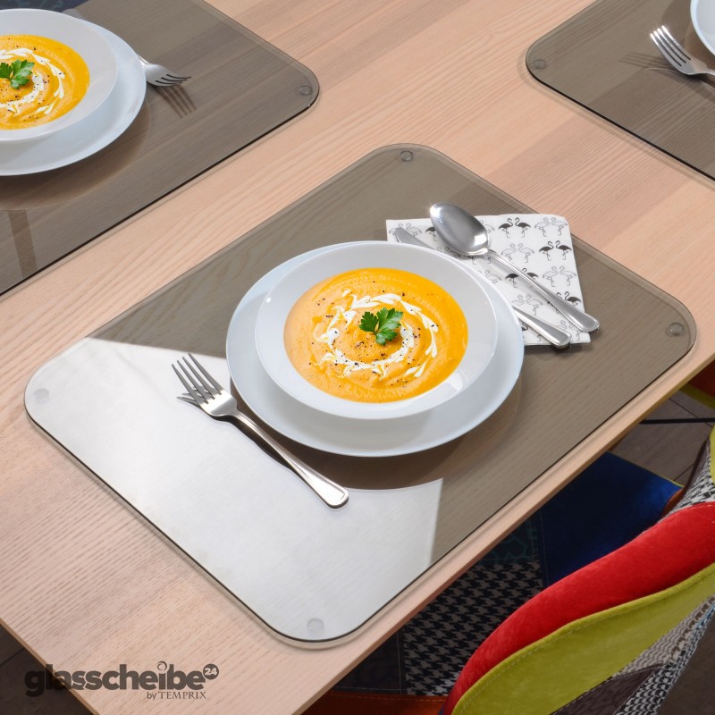 modernes tischset aus esg glas