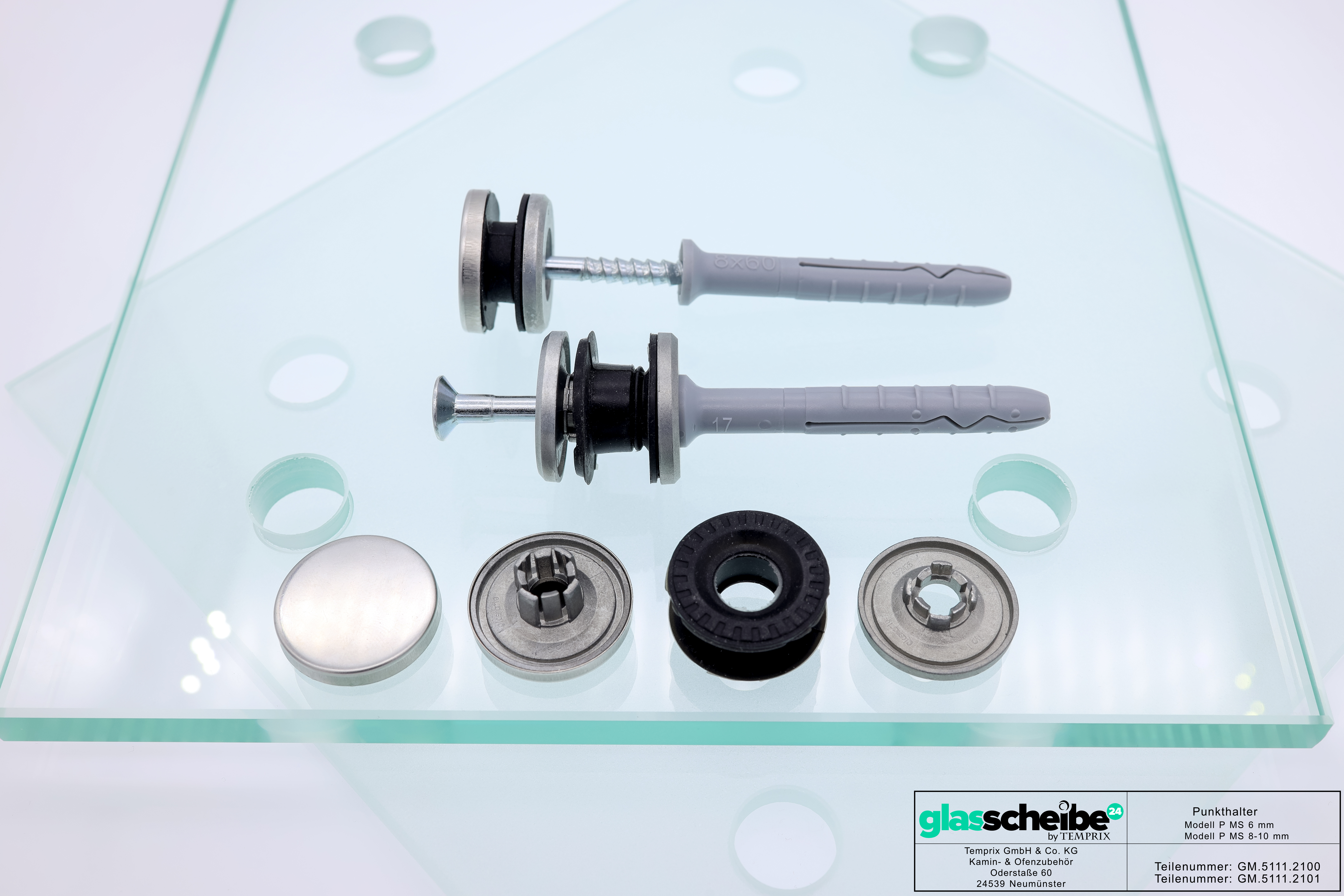 Wandhalter Punto für 6mm Glasplatten mit Wandabstand