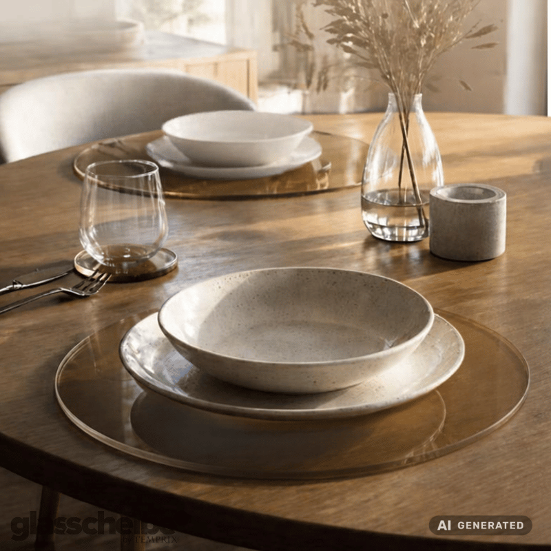 Tischsets rund aus Braunglas -  Ø330mm