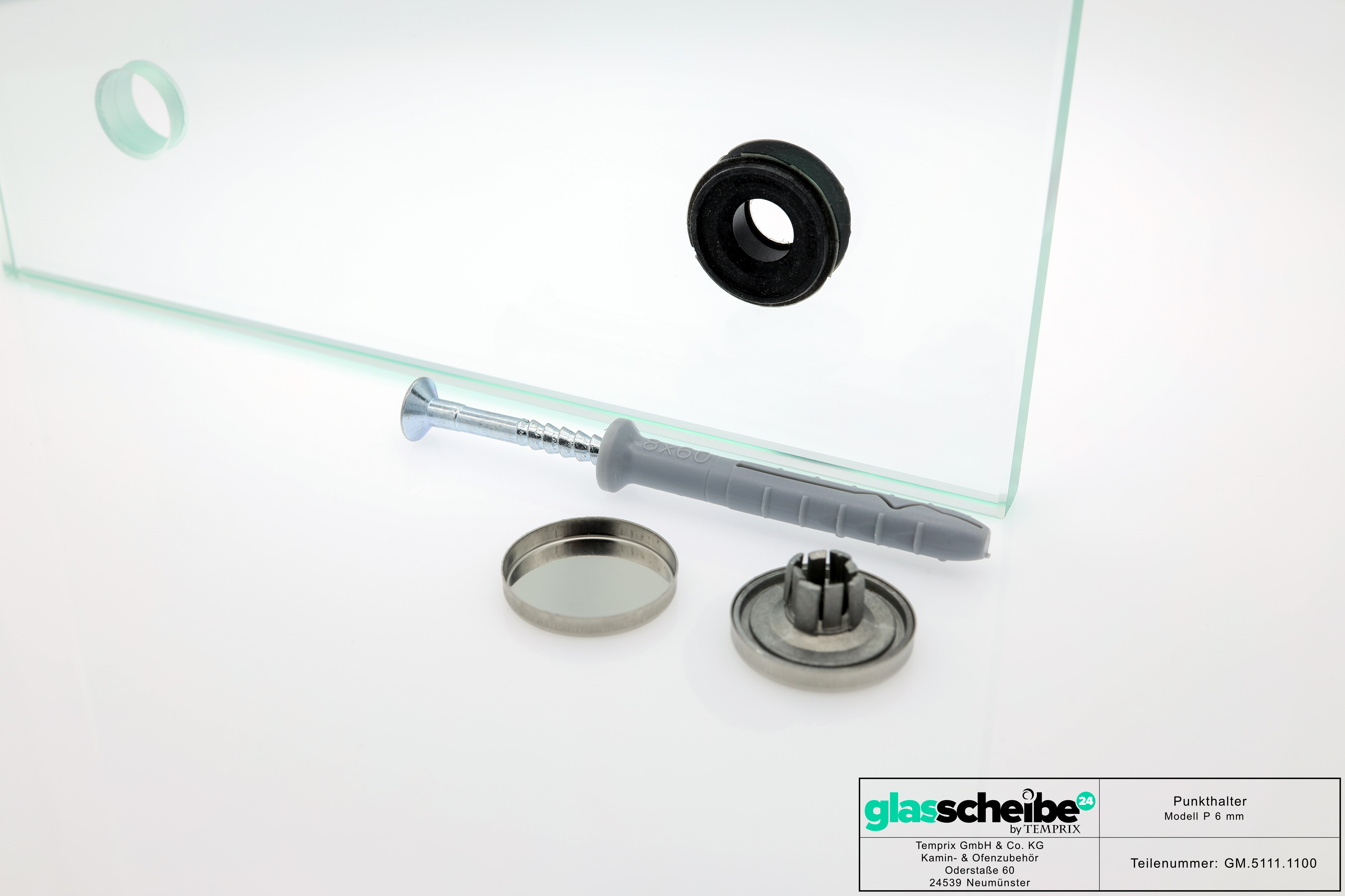 Wandhalter Punto für 6mm Glasplatten ohne Wandabstand