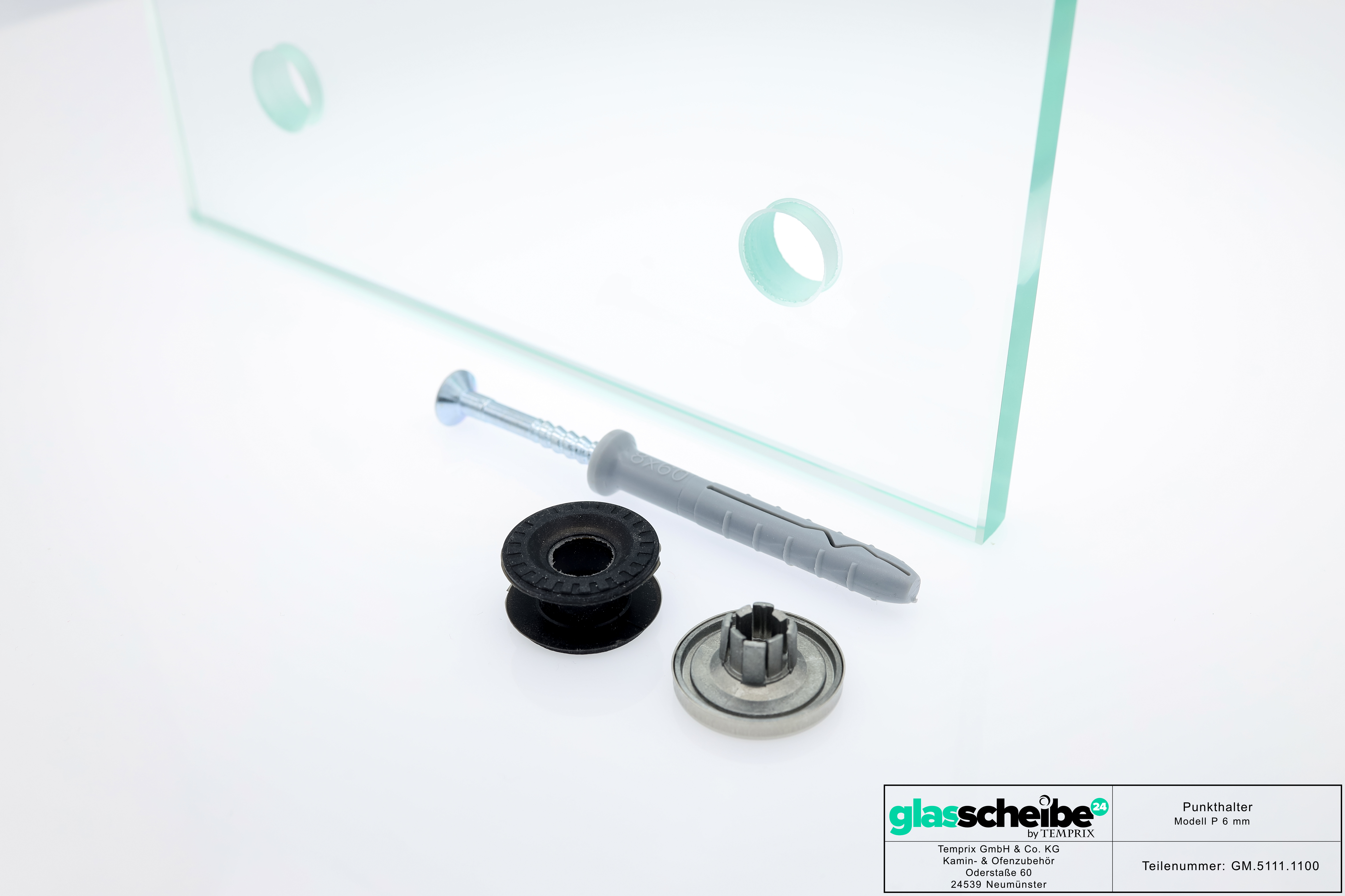 Wandhalter Punto für 6mm Glasplatten ohne Wandabstand