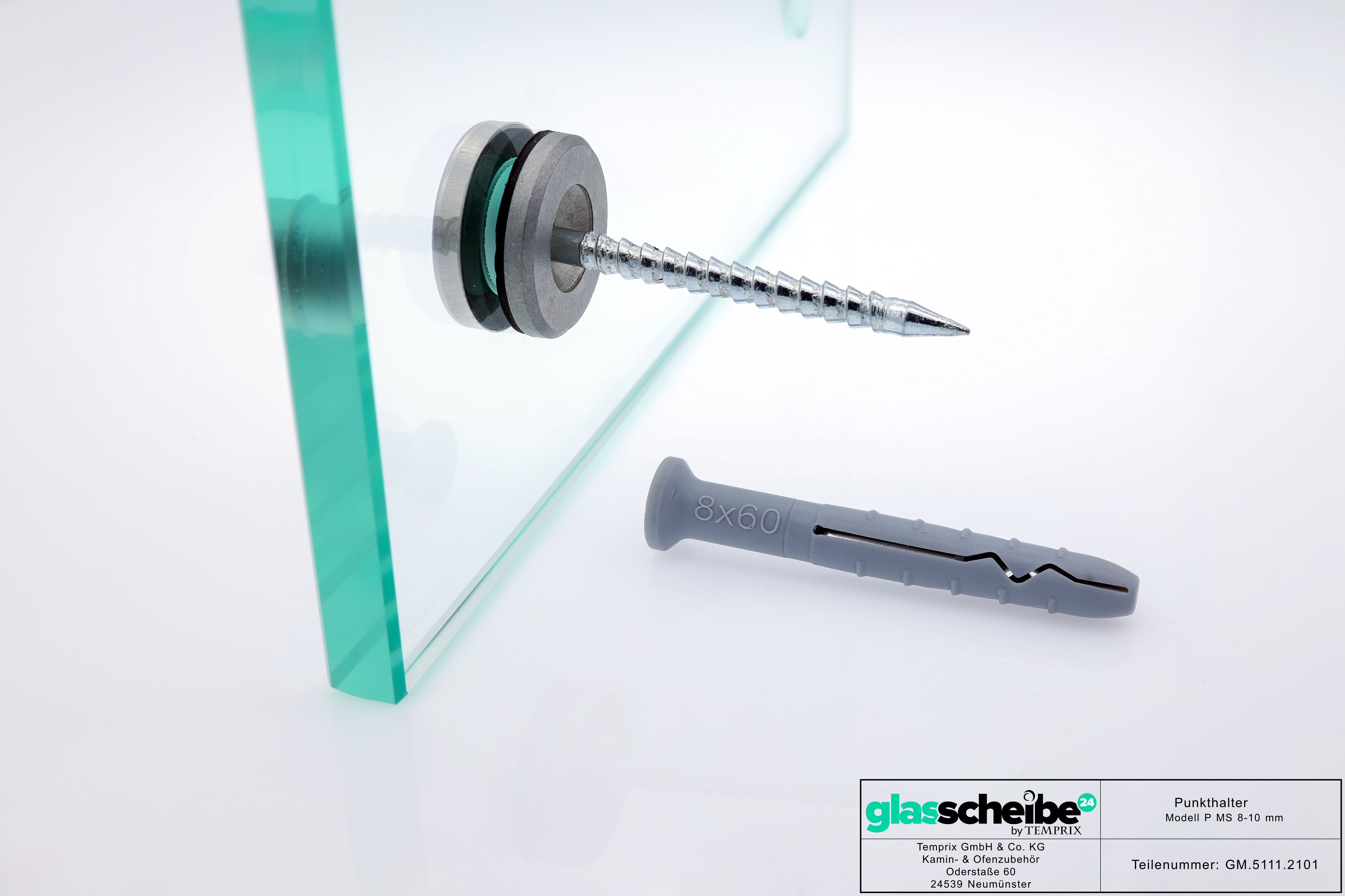 Wandhalter Punto für 8-10mm Glasplatten mit Wandabstand