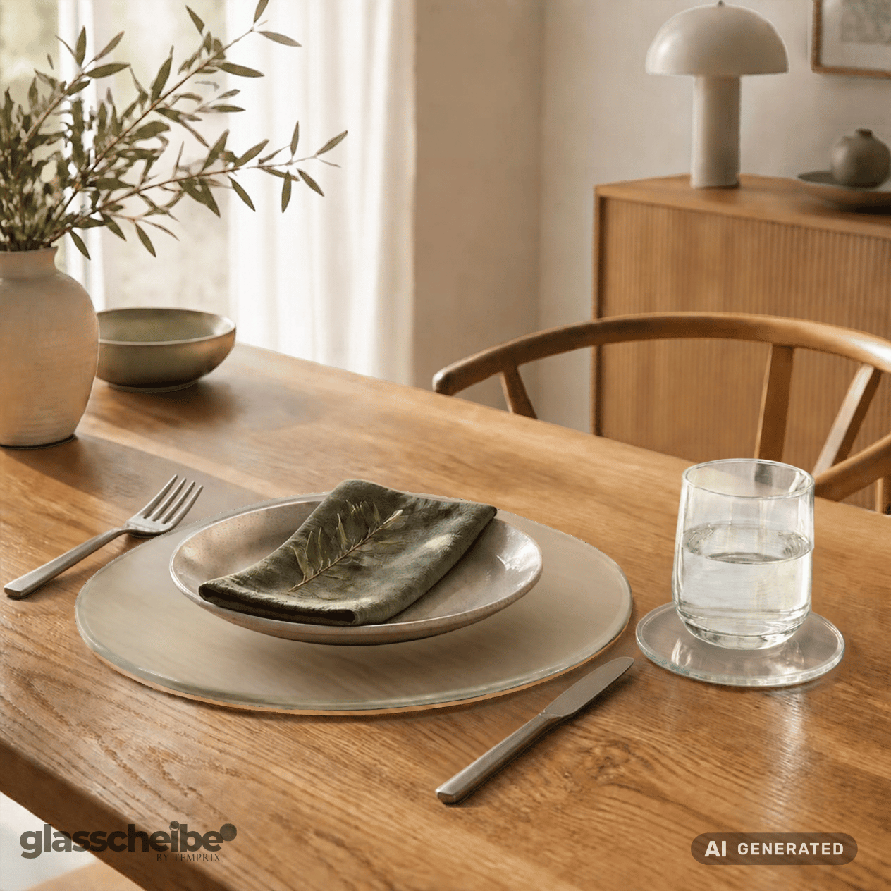 Tischsets rund aus satiniertem Glas - Ø330mm