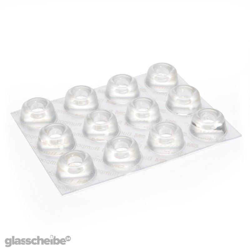 Schutzpuffer rund transparent Stoßpuffer, selbstklebend, Türdämpfer-für Glasplatten und glasscheiben Blister Bumpons  Rückseite der Verpackung