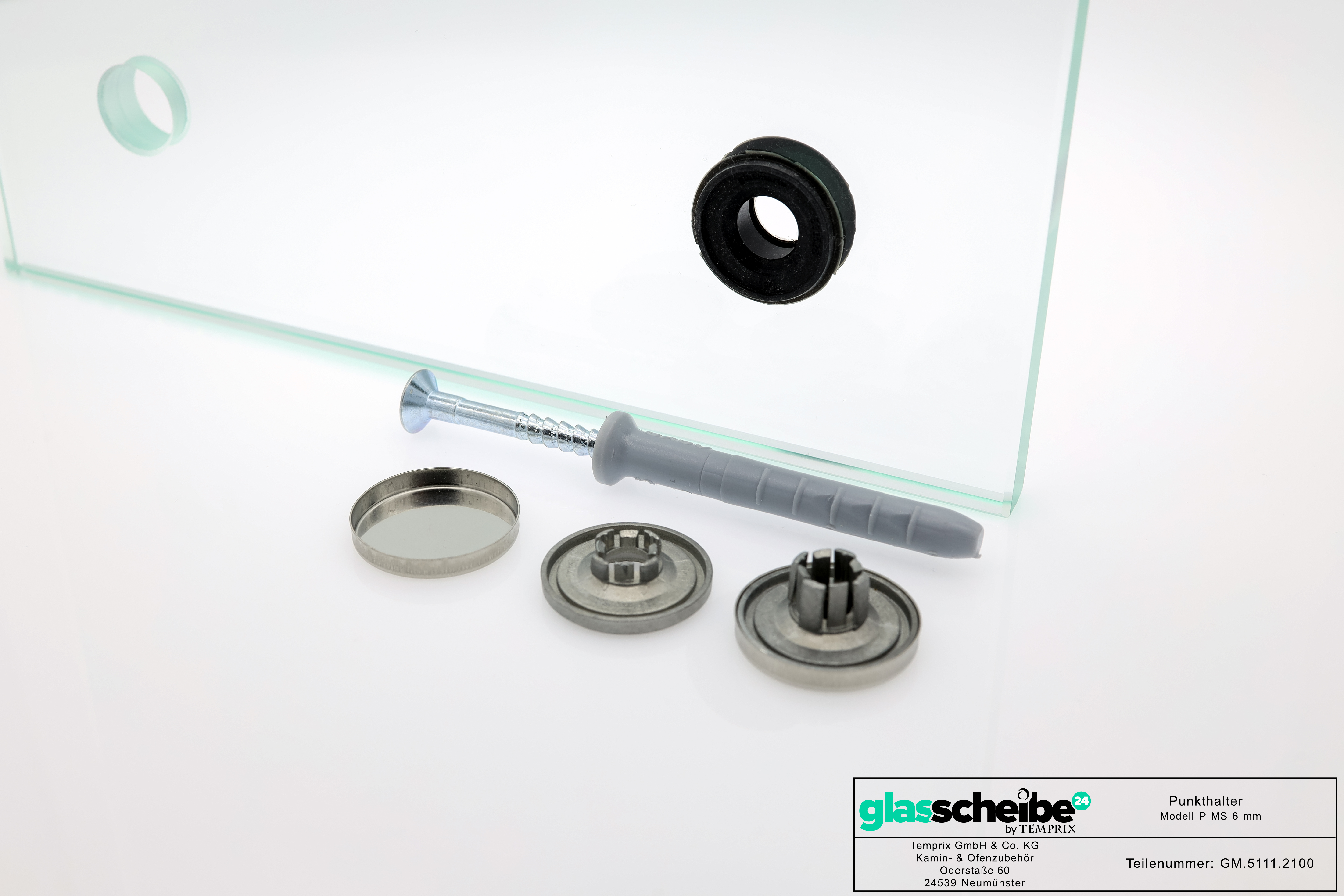 Wandhalter Punto für 6mm Glasplatten mit Wandabstand
