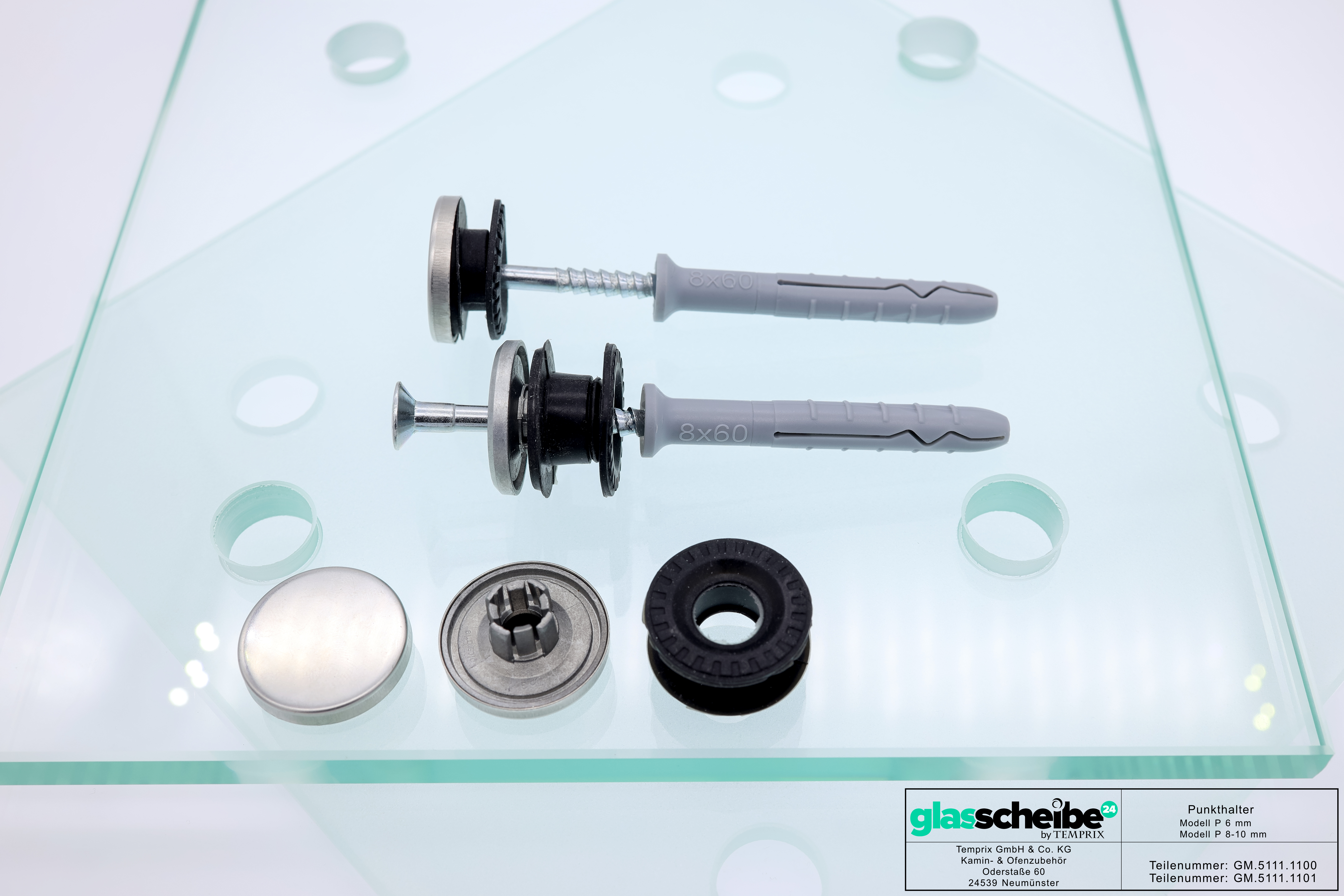 Wandhalter Punto für 6mm Glasplatten ohne Wandabstand