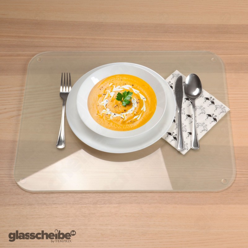 modernes tischset aus esg glas
